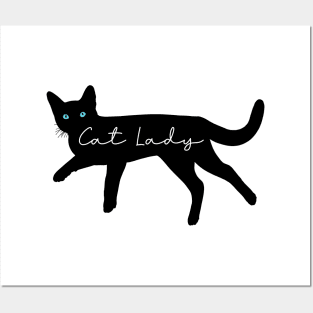 Cat Lady in Silhouette Posters and Art